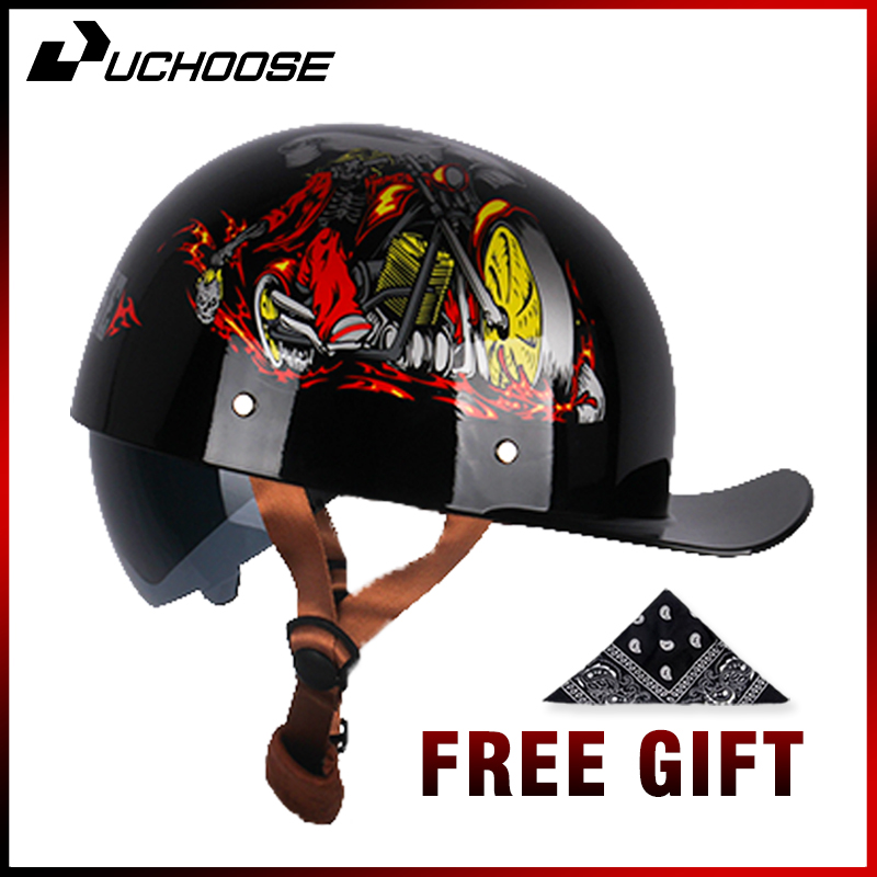 Vintage Open Face Retro Helmet - Uchoose Summer Motorcycle Casque DS Baseball