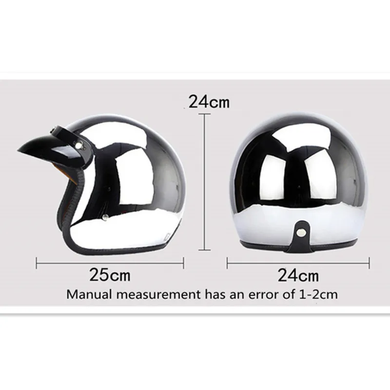Mirror Silver Chrome Motorcycl - Vintage Open Face Retro Helmet recension och pris