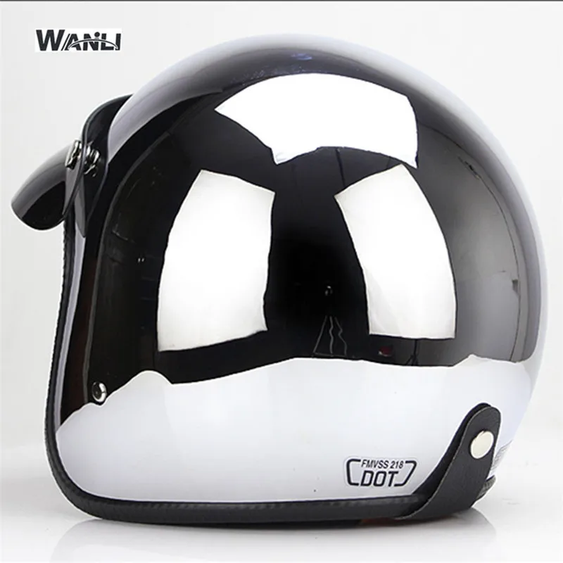 Mirror Silver Chrome Motorcycl - Vintage Open Face Retro Helmet recension och pris