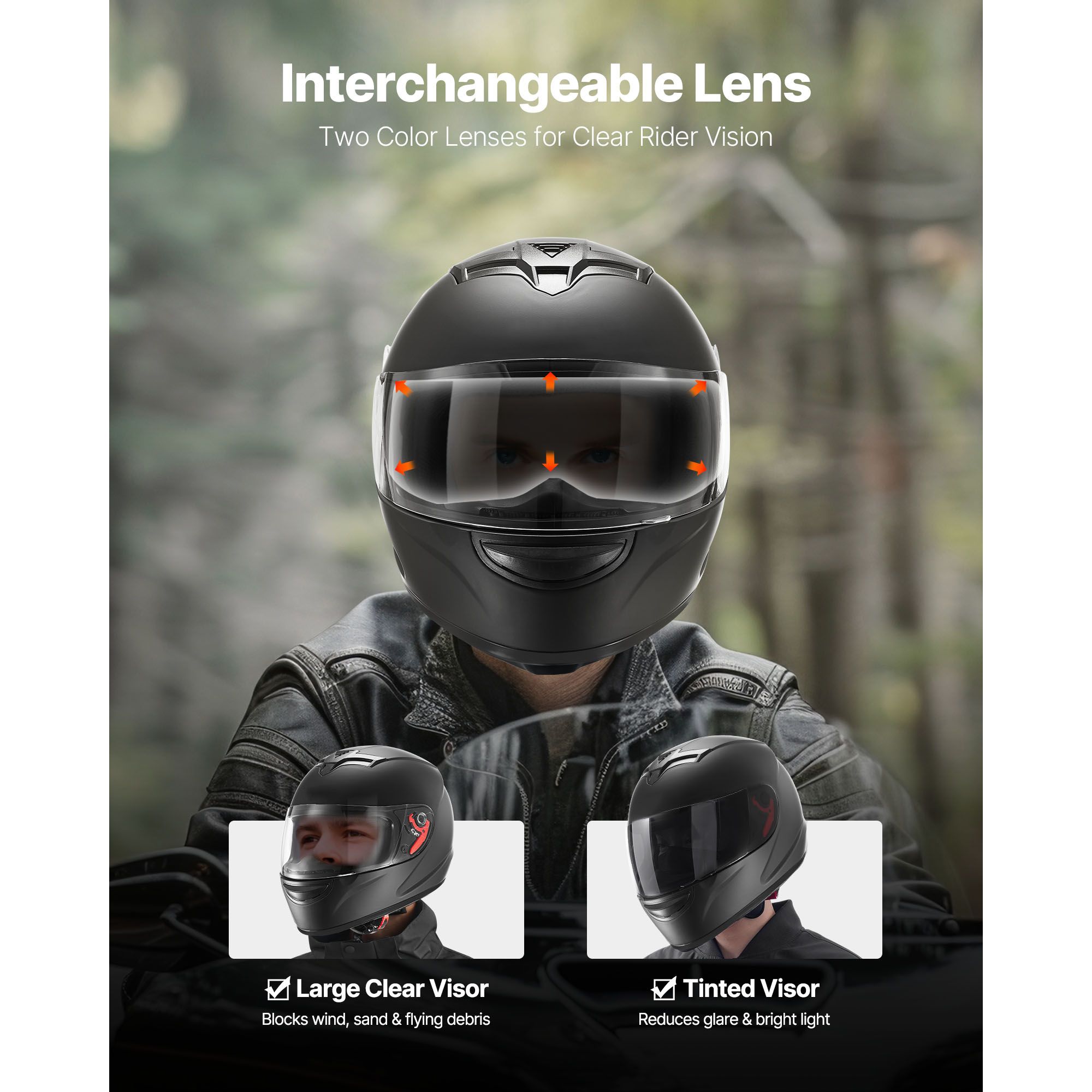 Motorcycle Helmet, Full Face,  - Dual Visor Motorcycle Racing Helmet recension och pris
