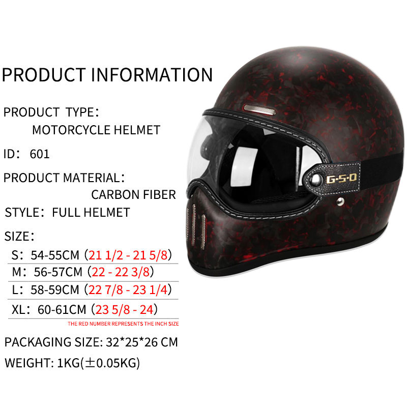 New Retro Carbon Fibre Full Fa - Carbon Fiber Lightweight Motorcycle Helmet recension och pris