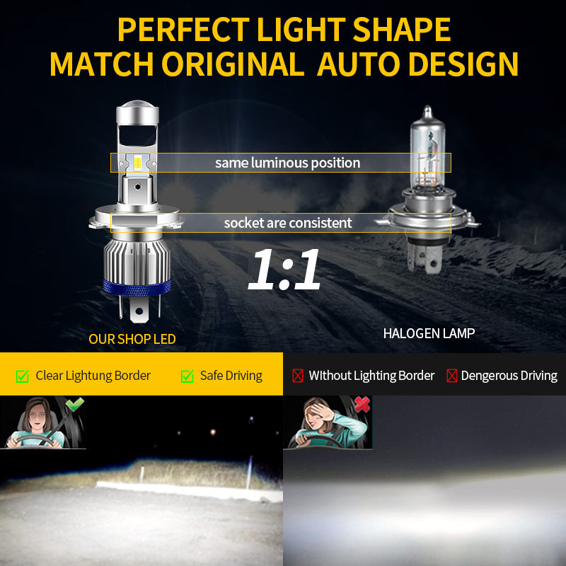 H4 HS1 LED Motorcycle Headligh - Universal Motorcycle Led Headlight Projector recension och pris