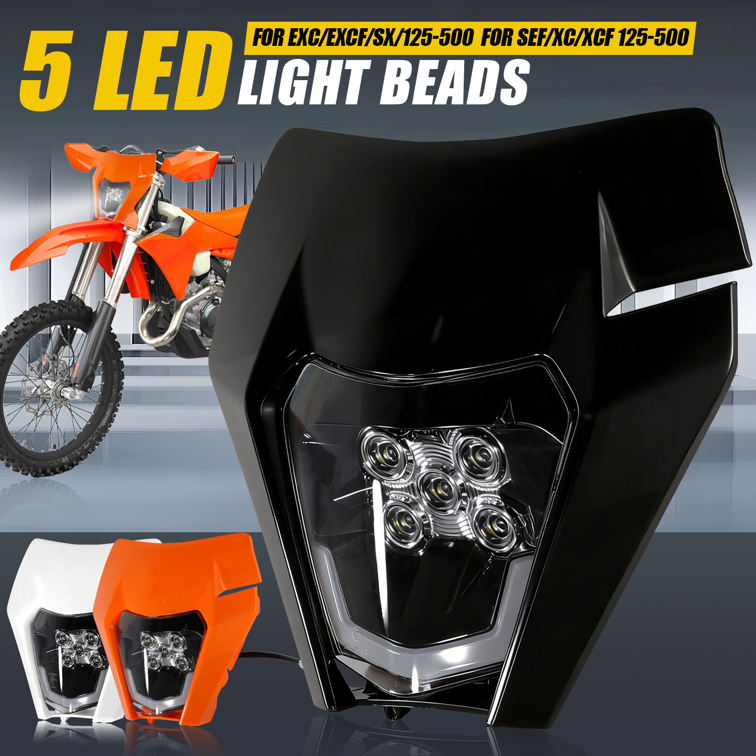 5 LED Headlight Headlamp Lamp  - Universal Motorcycle Led Headlight Projector recension och pris