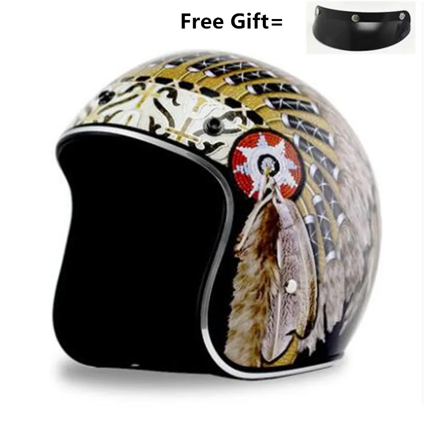 Black Vintage Motorcycle Helme - Vintage Open Face Retro Helmet recension och pris