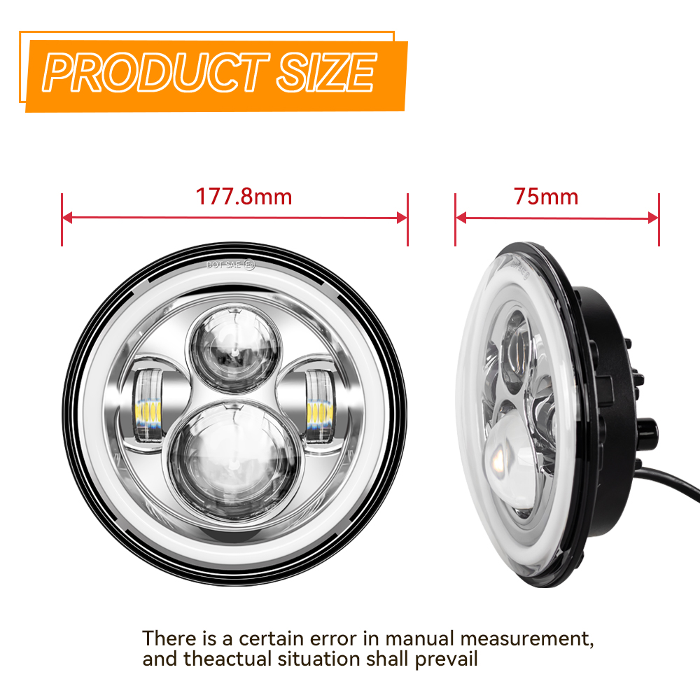 Universal 7' Round Head Light  - Universal Motorcycle Led Headlight Projector recension och pris