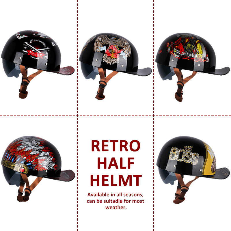 Uchoose Summer Motorcycle Casq - Vintage Open Face Retro Helmet recension och pris