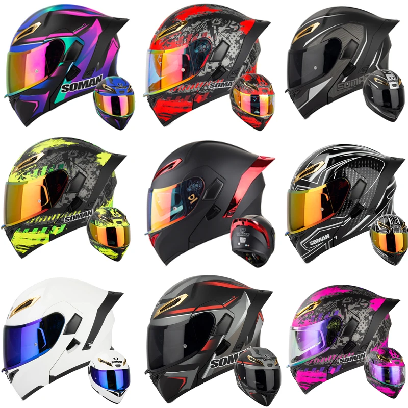SOMAN Full Face Helmet Dual Le - Dual Visor Motorcycle Racing Helmet recension och pris