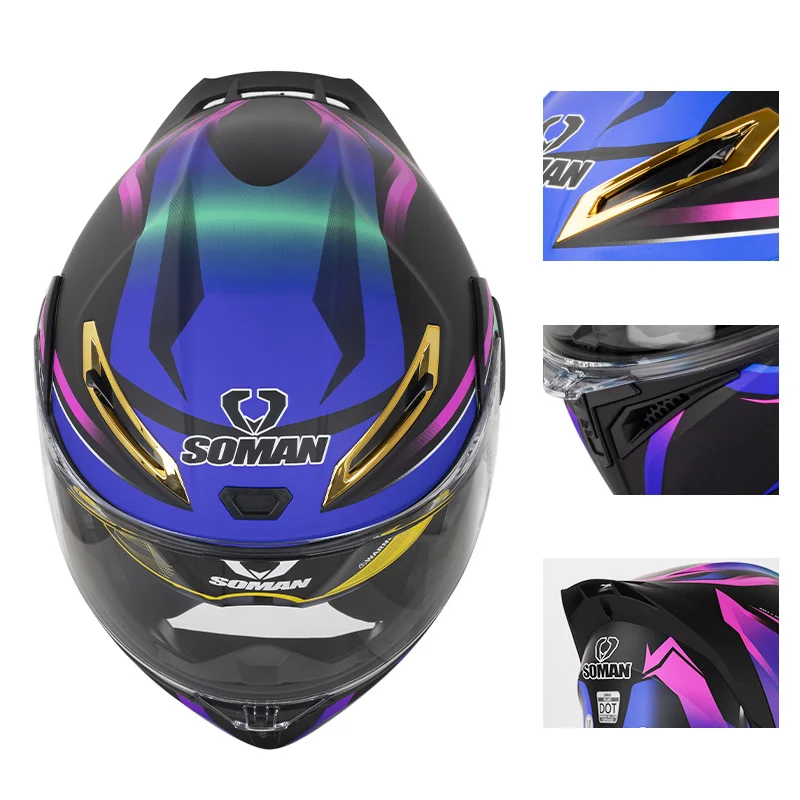SOMAN Full Face Helmet Dual Le - Dual Visor Motorcycle Racing Helmet recension och pris