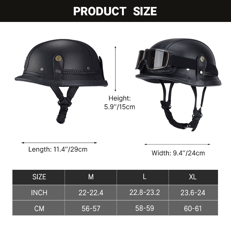 German Half Vintage Helmet Cla - Vintage Open Face Retro Helmet recension och pris
