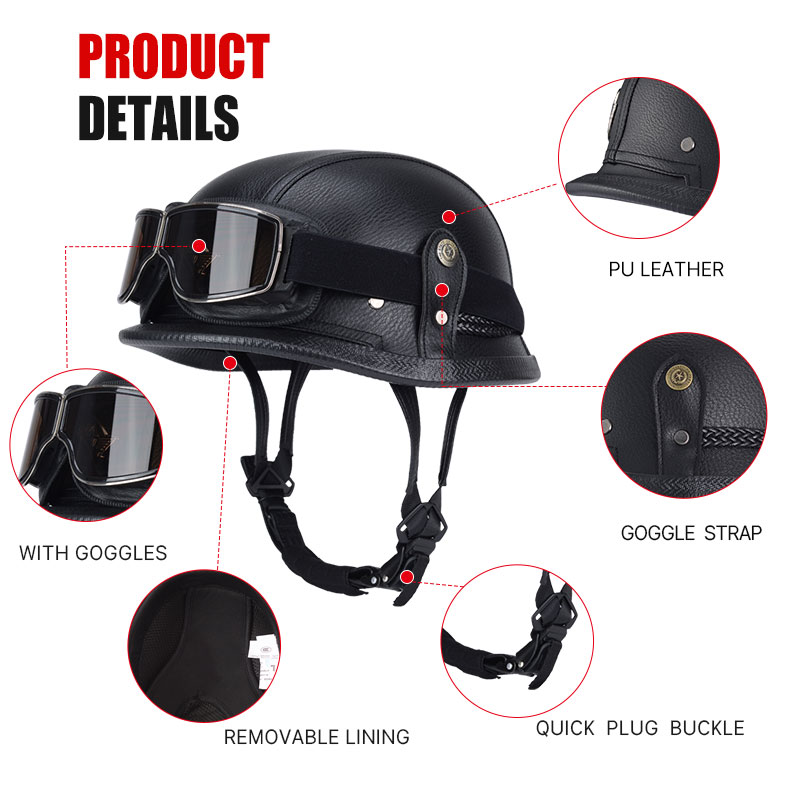 German Half Vintage Helmet Cla - Vintage Open Face Retro Helmet recension och pris