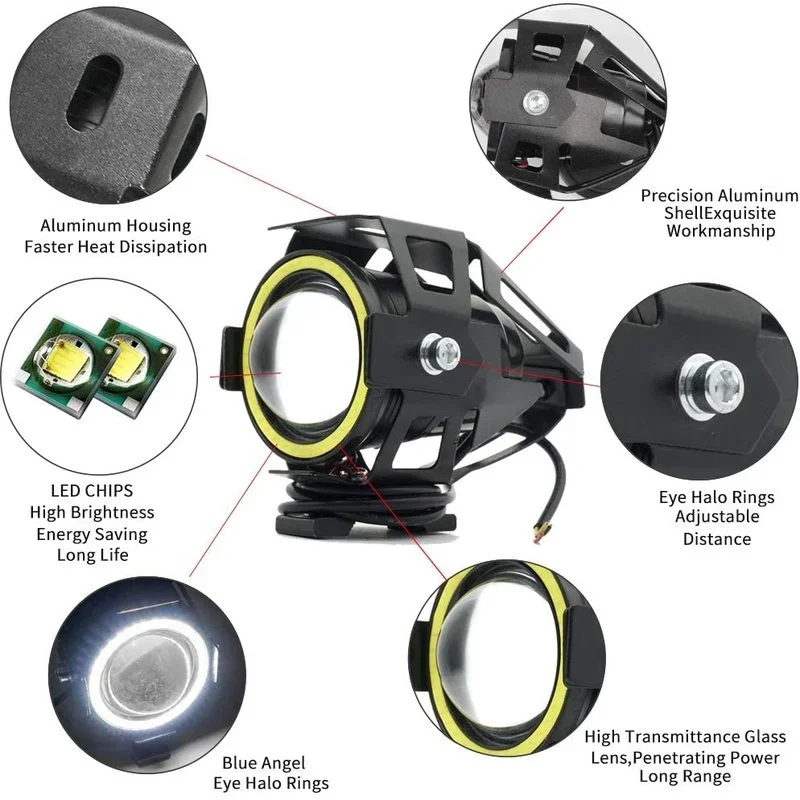 U7 LED Auxiliary Bright Motorc - Universal Motorcycle Led Headlight Projector recension och pris