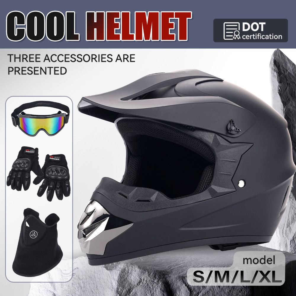 Off‑Road Motorcycle Helmet Fou - Off Road Motocross Helmet Goggles Set recension och pris