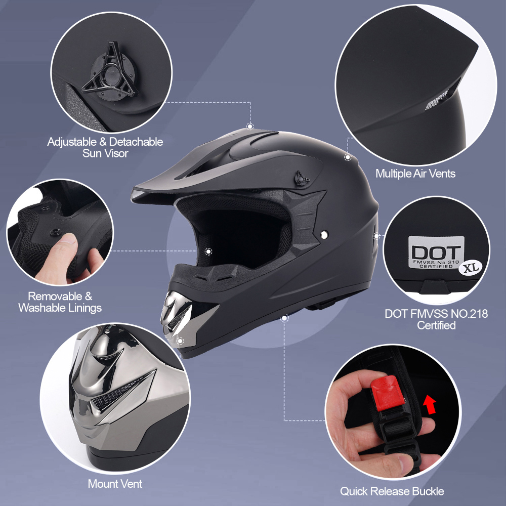 Off‑Road Motorcycle Helmet Fou - Off Road Motocross Helmet Goggles Set recension och pris