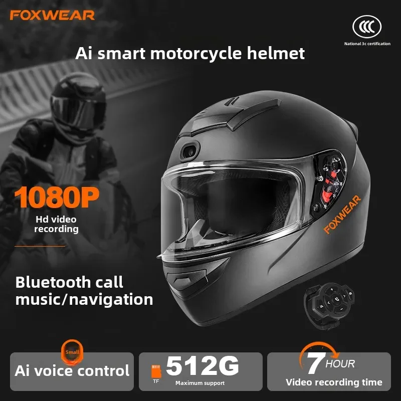 AI Intelligence Motorcycle Hel - Full Face Motorcycle Helmet With Bluetooth recension och pris