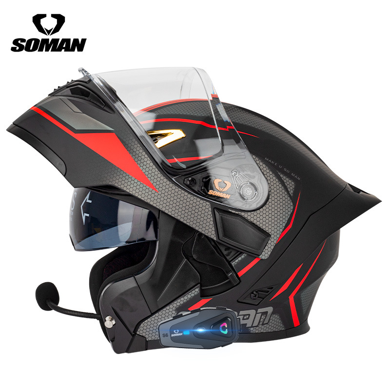 SOMAN Flip Up Motorcycle Helme - Dual Visor Motorcycle Racing Helmet recension och pris