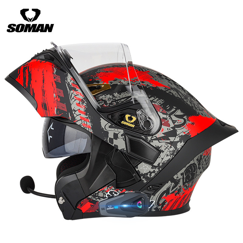 SOMAN Flip Up Motorcycle Helme - Dual Visor Motorcycle Racing Helmet recension och pris