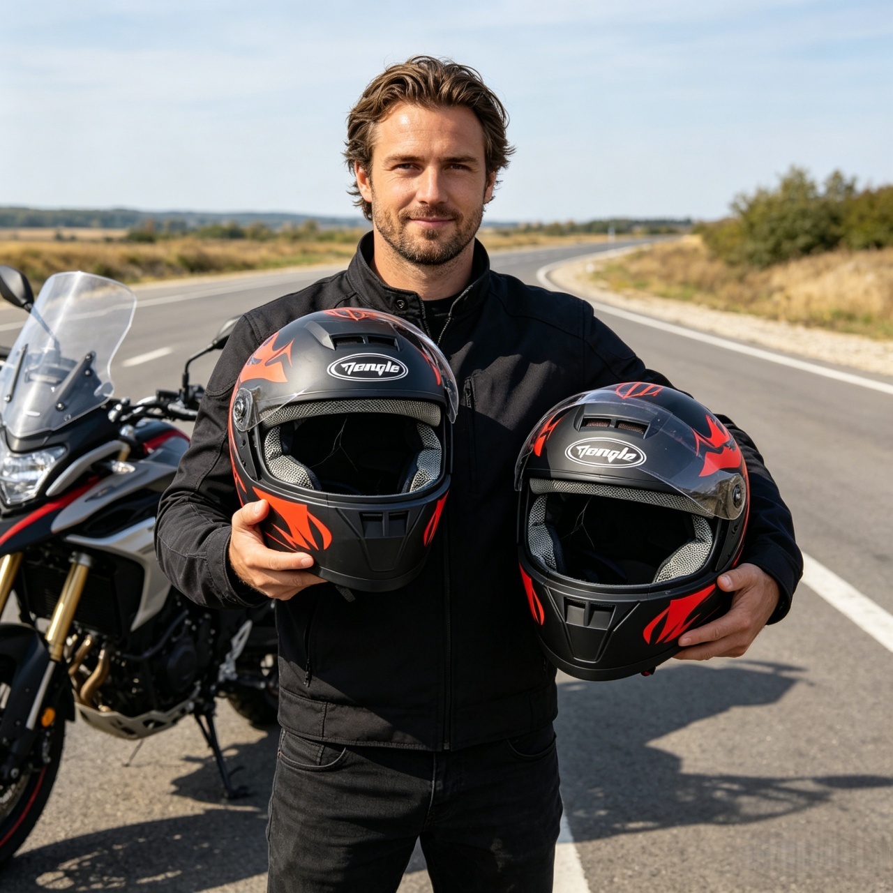 Men's Full Face Motorcycle Hel - Dual Visor Motorcycle Racing Helmet recension och pris