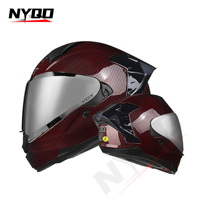 Carbon Fiber Full Face Motorcy - Dual Visor Motorcycle Racing Helmet recension och pris