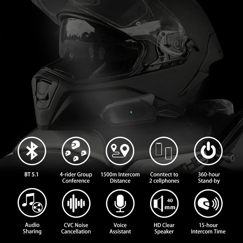 GOCOM4 Motorcycle Bluetooth In - Universal Motorcycle Helmet Intercom Headset recension och pris