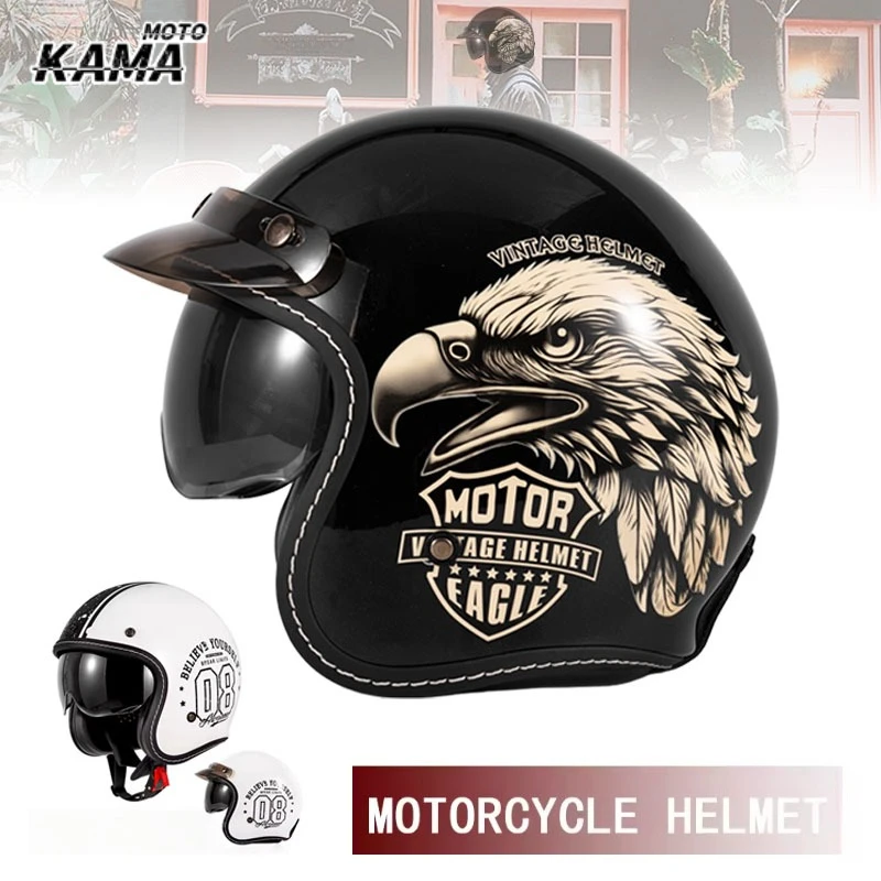 HOT Open Face Motorcycle Helme - Vintage Open Face Retro Helmet recension och pris